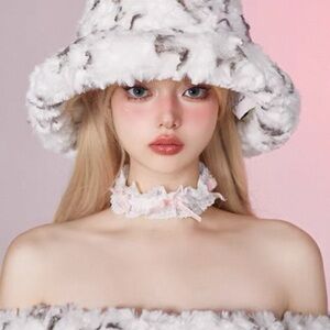 Japanese Kawaii White Lace Pastel Pink Ribbon Bow Choker Jewelry Necklace